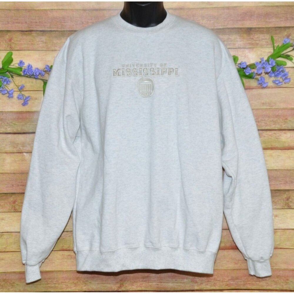 Champion Mens Unisex XL University Of Mississippi Sweatshirt Embroidered Logo
